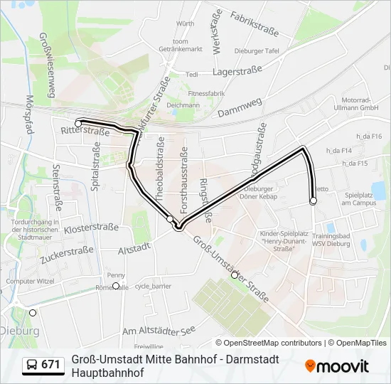 671 Bus Line Map