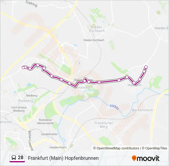 28 Bus Line Map