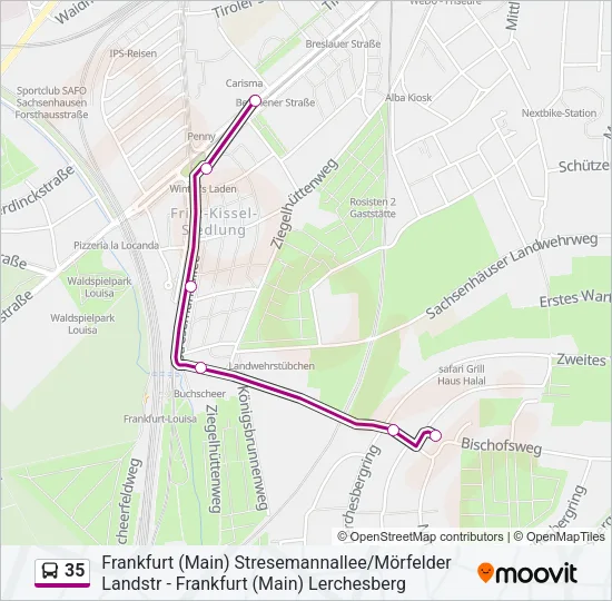 Автобус 35: карта маршрута