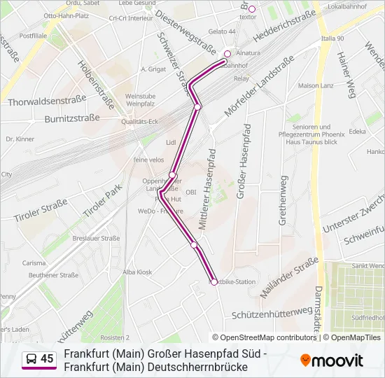 45 Bus Line Map