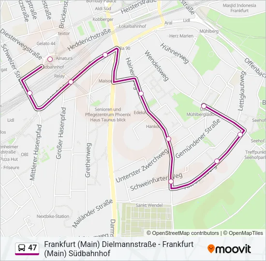 47 Bus Line Map