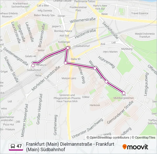 47 Bus Line Map