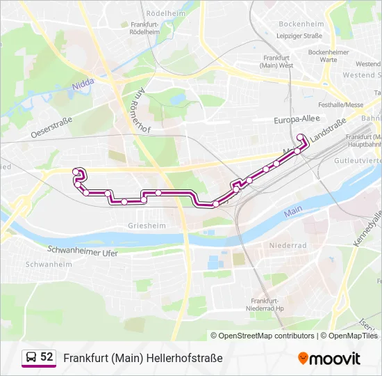 Автобус 52: карта маршрута