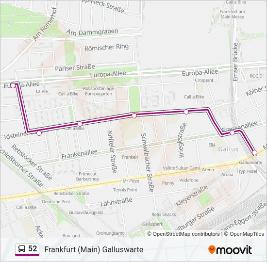 52 Bus Line Map