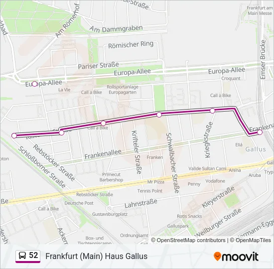 52 Bus Line Map
