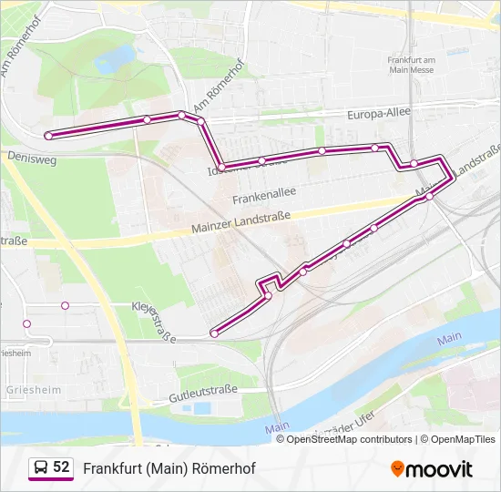 Автобус 52: карта маршрута