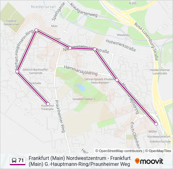 71 Bus Line Map