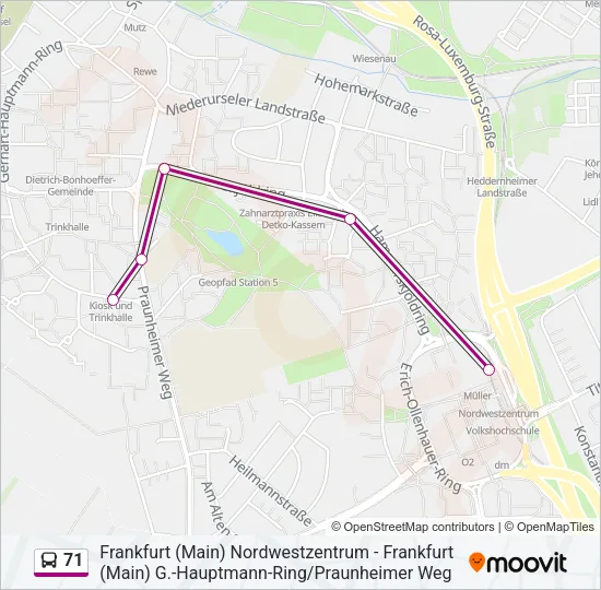 71 Bus Line Map
