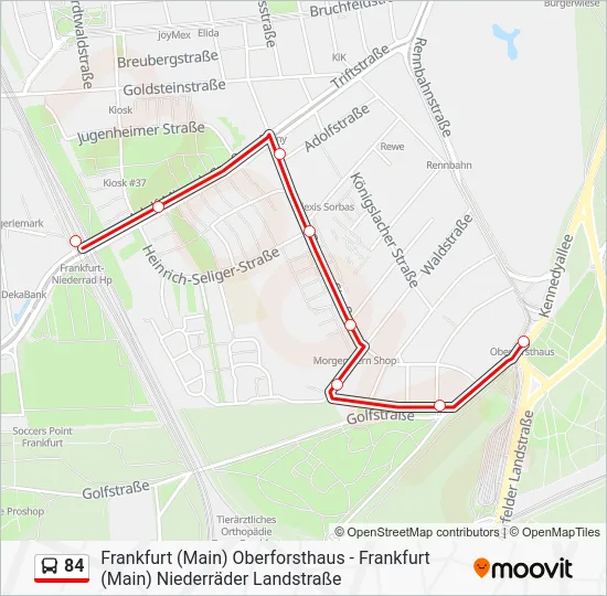 Автобус 84: карта маршрута