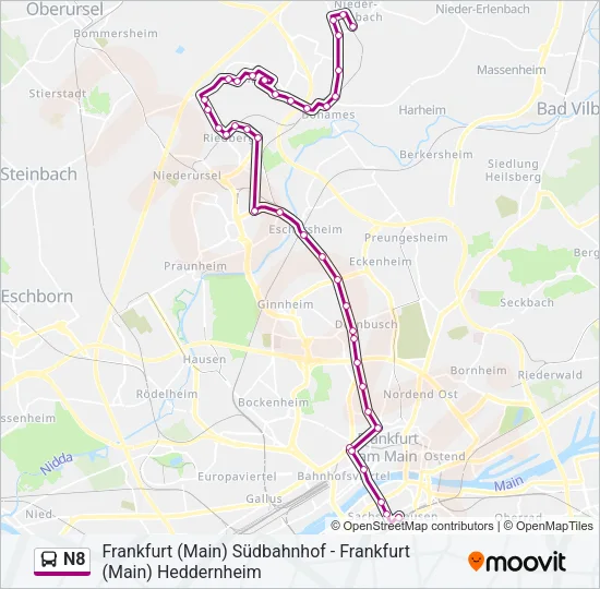 N8 Bus Line Map