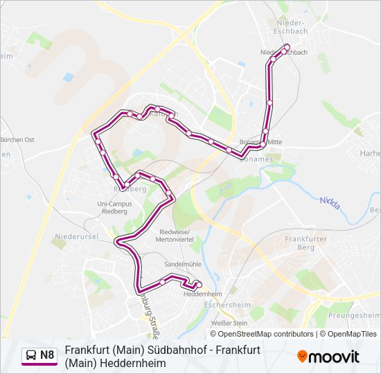 N8 Bus Line Map