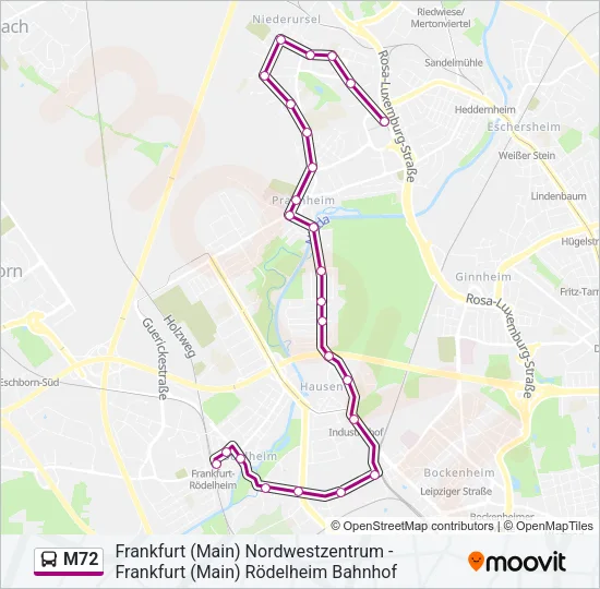 M72 Bus Line Map