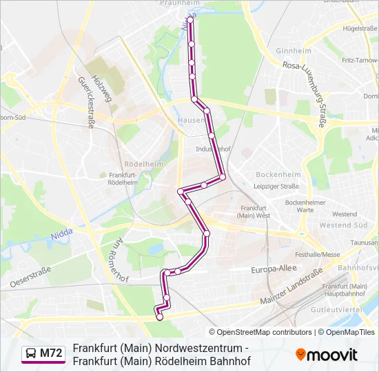 M72 Bus Line Map