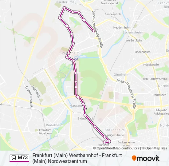 M73 Bus Line Map