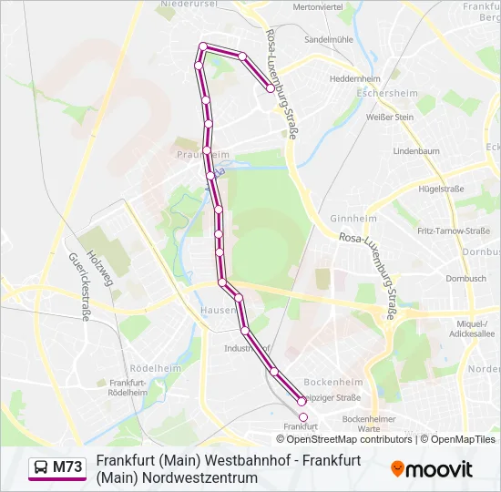 M73 Bus Line Map