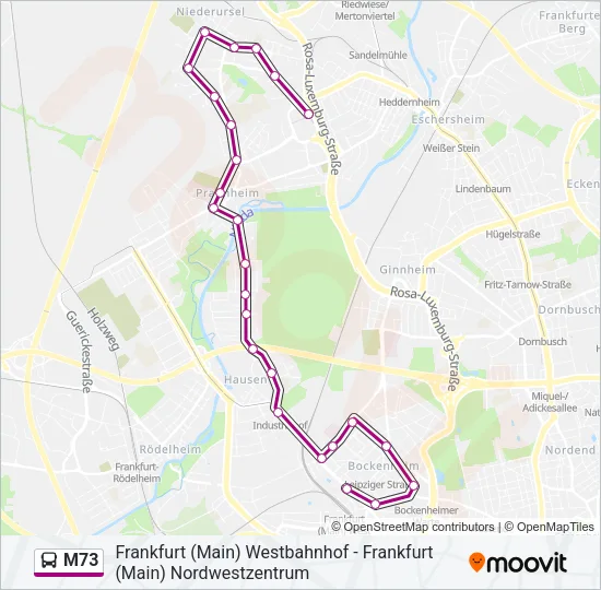 M73 Bus Line Map