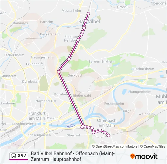 X97 Bus Line Map
