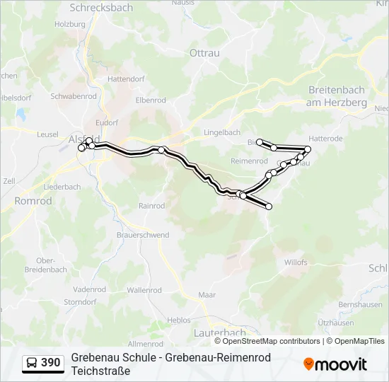390 Bus Line Map