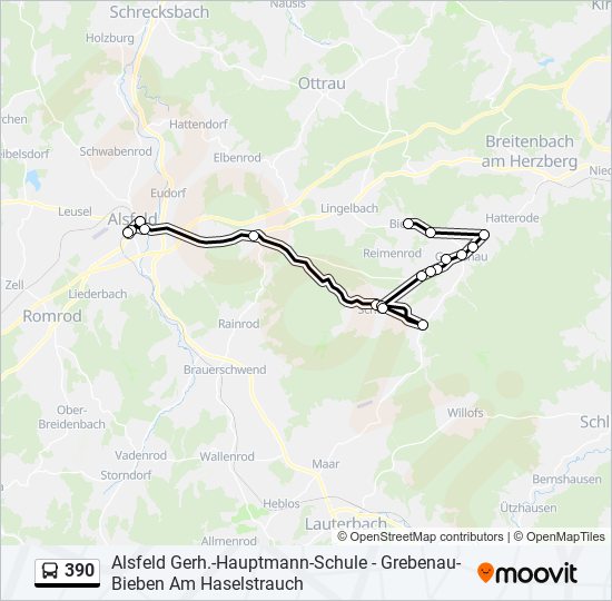 390 Route: Schedules, Stops & Maps - Grebenau-Bieben am Haselstrauch