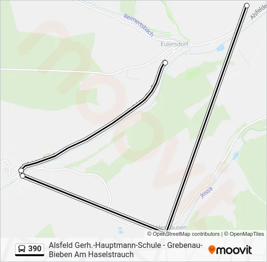 Автобус 390: карта маршрута