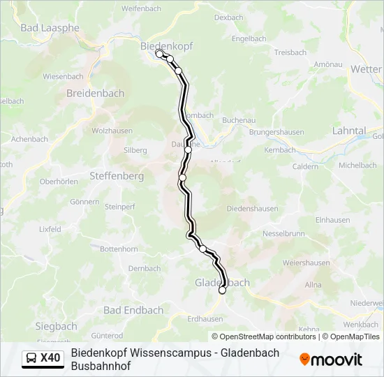 X40 Bus Line Map
