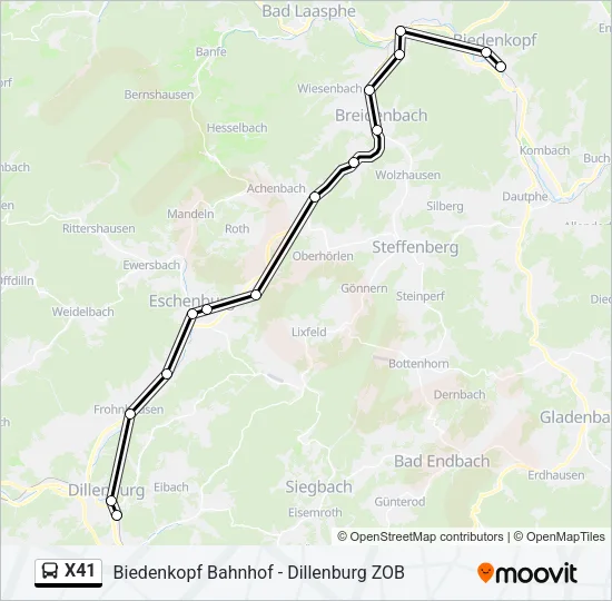 X41 Bus Line Map