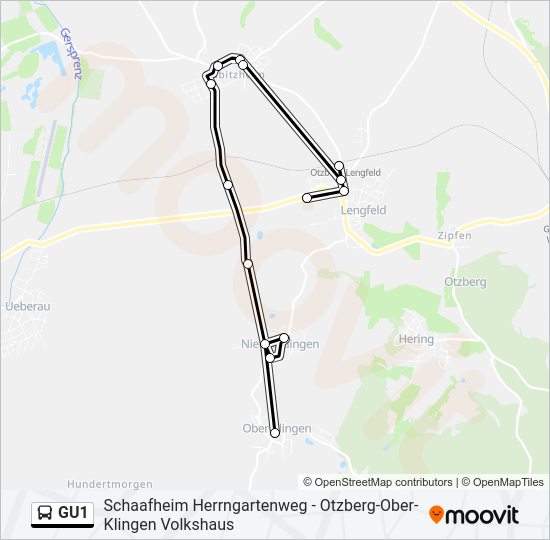 Buslinie GU1 Karte