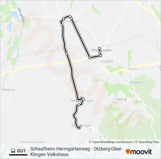 GU1 Bus Line Map