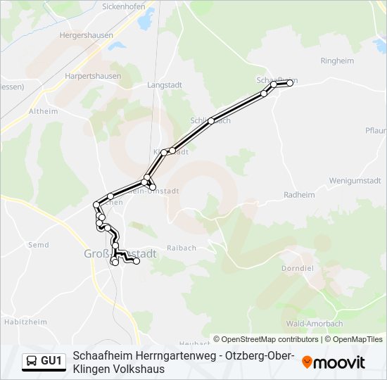 GU1 Bus Line Map