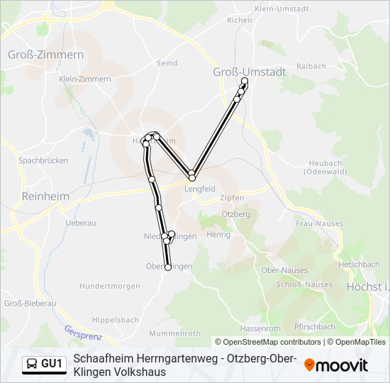 GU1 Bus Line Map