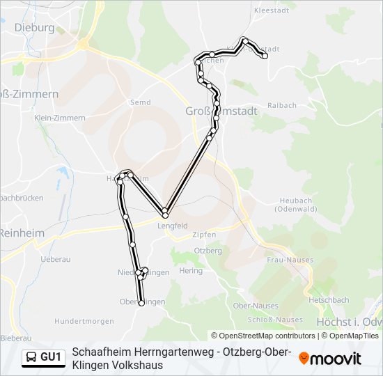 GU1 Bus Line Map