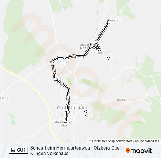 GU1 Bus Line Map