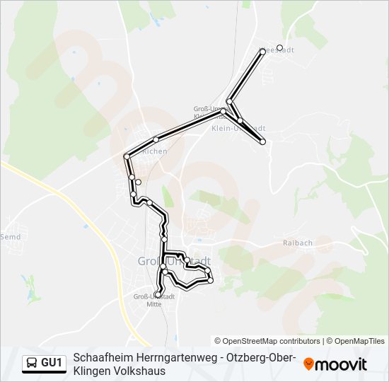 GU1 Bus Line Map