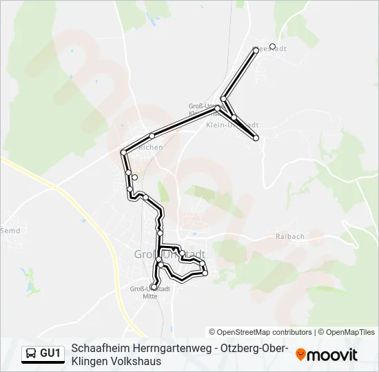 GU1 Bus Line Map