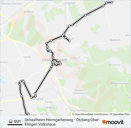 GU1 Bus Line Map