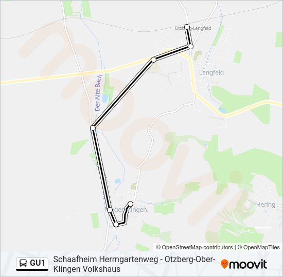 GU1 Bus Line Map