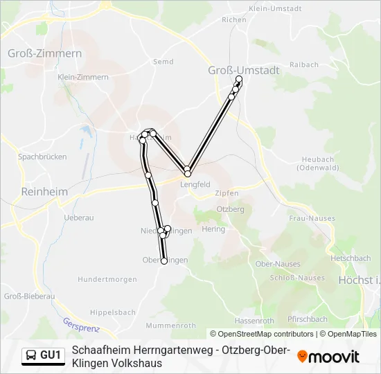 GU1 Bus Line Map