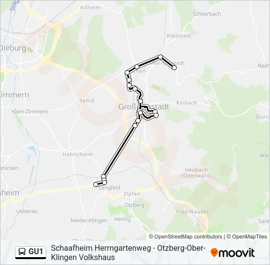 Buslinie GU1 Karte