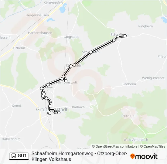 GU1 Bus Line Map