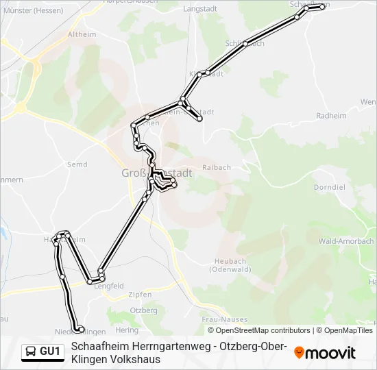 GU1 Bus Line Map