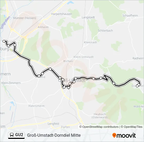 Buslinie GU2 Karte
