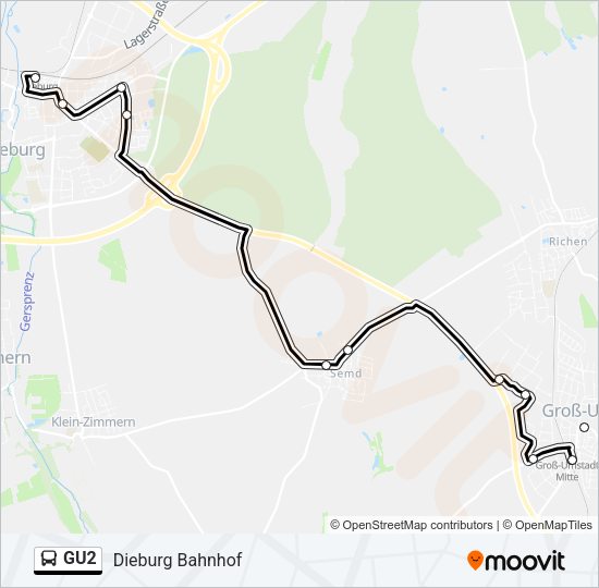 GU2 Bus Line Map