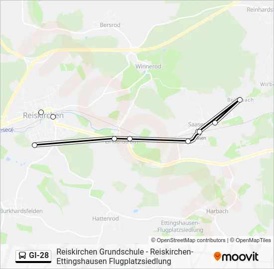 Автобус GI-28: карта маршрута