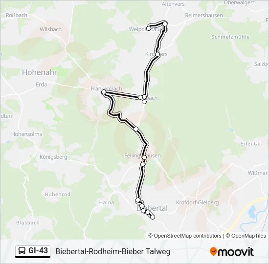 GI-43 Bus Line Map