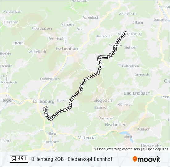 491 Bus Line Map