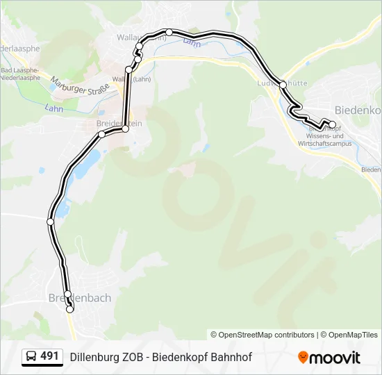 491 Bus Line Map
