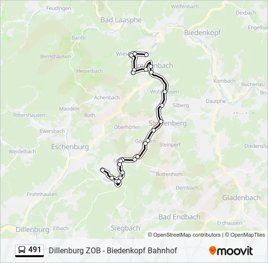 491 Bus Line Map