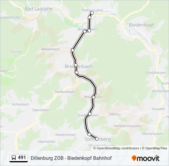 491 Bus Line Map