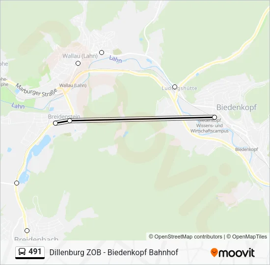 491 Bus Line Map