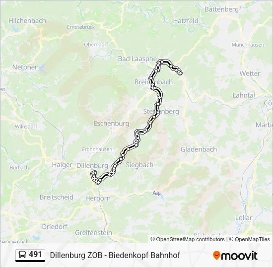 491 Bus Line Map